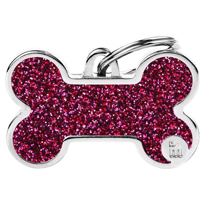 My Family Dog Tag Shine Silver köttben med rosa glitter