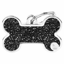 My Family Dog Tag Shine Silver Köttben med svart glitter