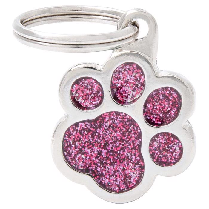 My Family Small Dog Sign Shine Pink Glitter Paw