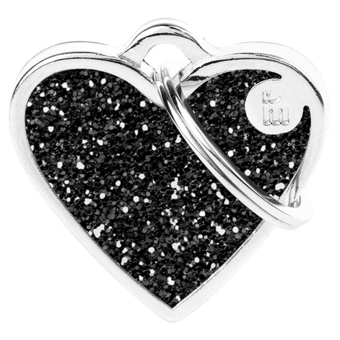 My Family Little Dog Sign Shine Black Heart with Mica