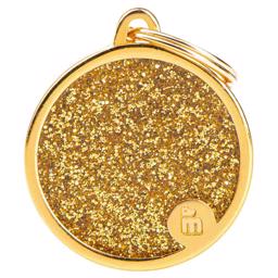 My Family Dog Sign Shine Large Circle med guldglitter