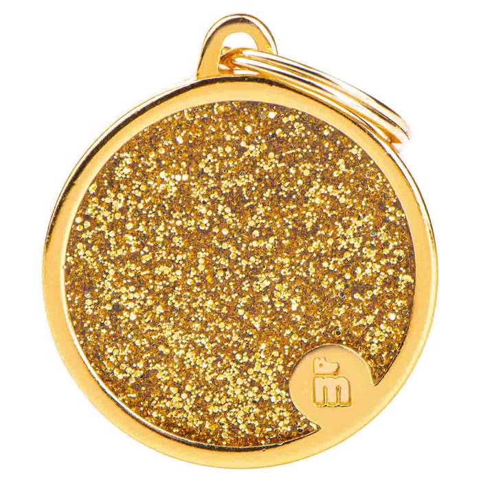 My Family Dog Sign Shine Large Circle med guldglitter
