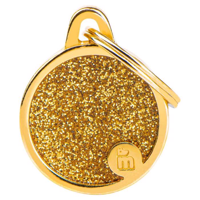 My Family Dog Tag Shine Small Circle med guldglitter