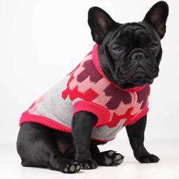 Go Fresh Dog Sweater Stickad BlackComb Pink Red