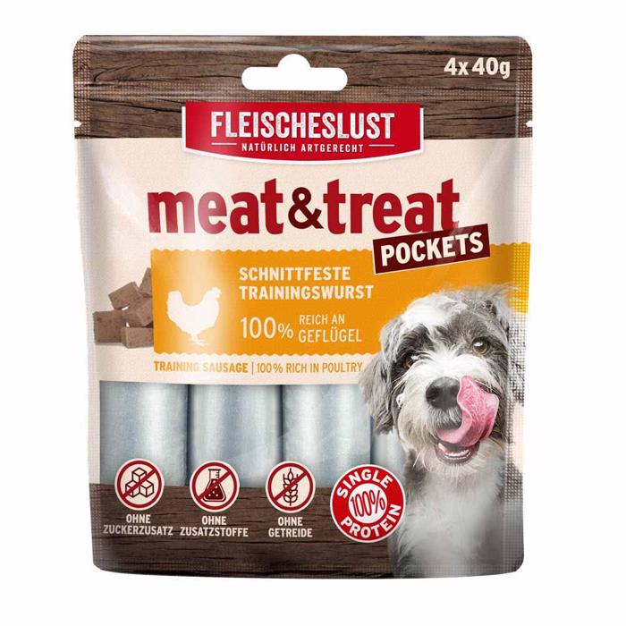 Meat & trEAT Pocket Poultry 4 st Läckra Mobila Snackkorvar med Fjäderfä