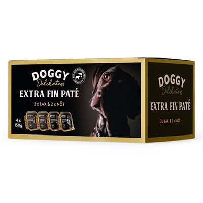 Doggy Delikatess Extra Fin Paté Mixbox med Lax & Nötkött 150g