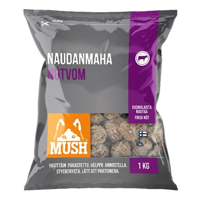 MUSH Barf Fryst Råfoder Basic Nötkött Vom Bollar 1 Kg