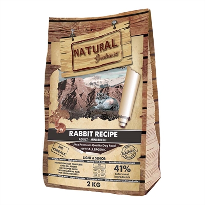 Natural Greatness Ultra Premium Spannmålsfritt KANIN Light & Senior Mini Breed 2kg