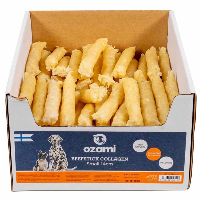 Ozami Crunchy Chew Sticks för hundar Nötköttskinn & kollagenpulver LITEN 14 cm