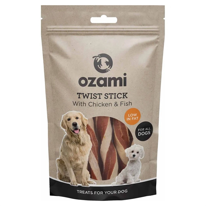 Ozami Natural Dog Treats Twist Stick Chicken & Fish 100g