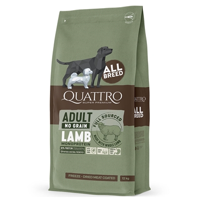 Quattro Spannmålsfritt Hundfoder För Alla Raser Lamb 12kg