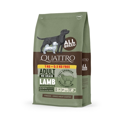 Quattro Super Premium Hundfoder All breed Lamb 1 kg + ½ kg INTRO-RABATT