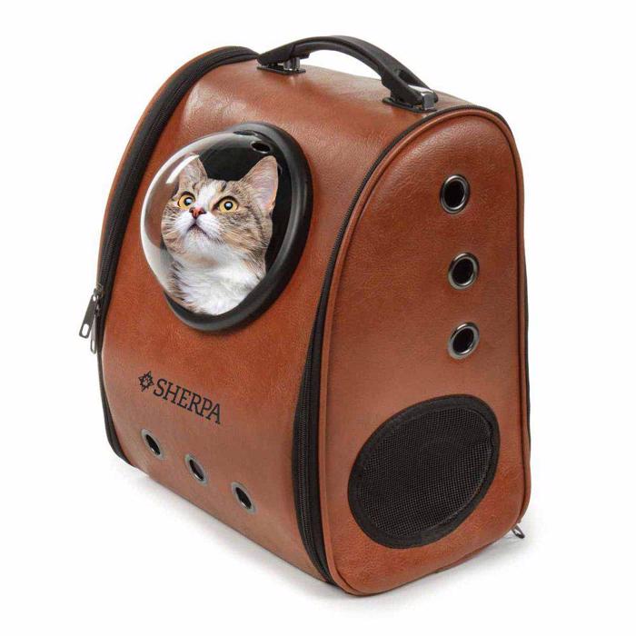 SHERPA Bubble Back Pack Transportväska i Brun För Katt eller Liten Hund