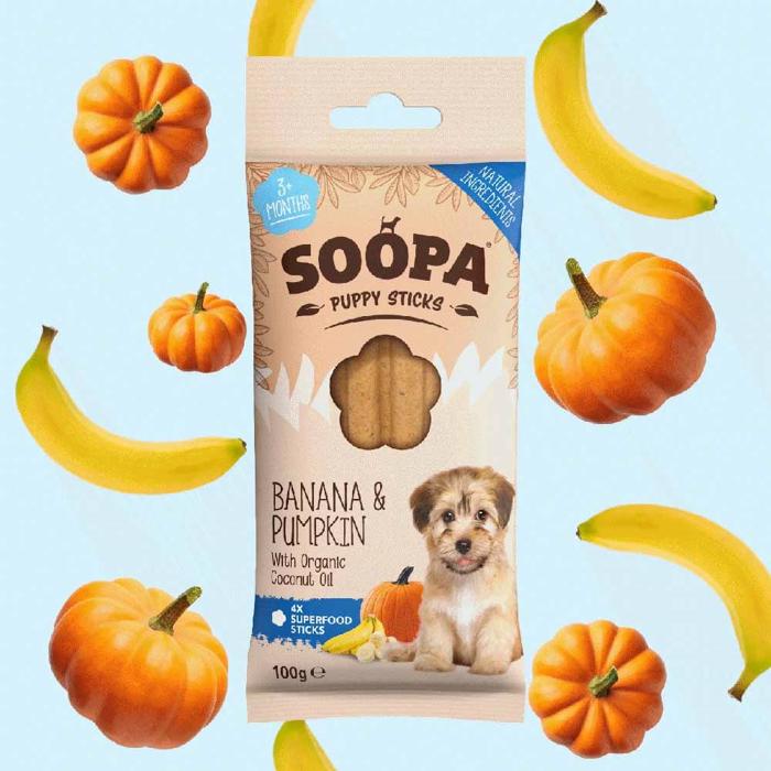 Soopa Vegan Dental Sticks Banan & Pumpkin Puppy 4 st