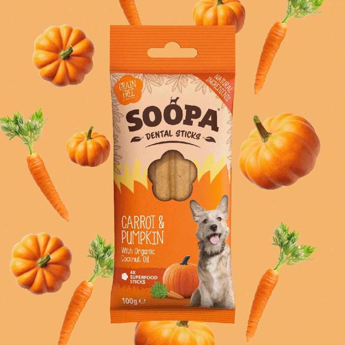 Soopa Veganska Dental Sticks Carrot & Pumpkin 4 Stk