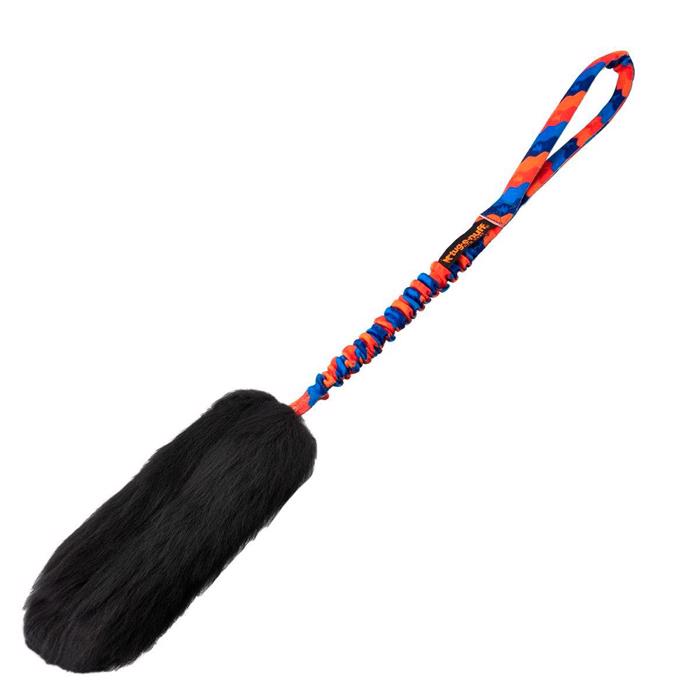 Tug-e-nuff WondaBaa Bungee Dummy med Fårskinn Orange och Blå rem i 58cm