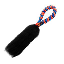 Tug-e-nuff Black Sheepskin Dummy med blått och orange band 33cm