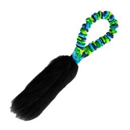 Tug-e-nuff Svart Fårskinns Dummy med Blå och Grön rem 33cm
