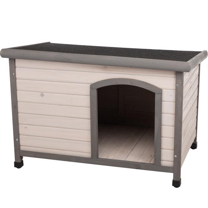 Natura Hundhus Utomhus Med Platt Tak Dog Kennel Grå