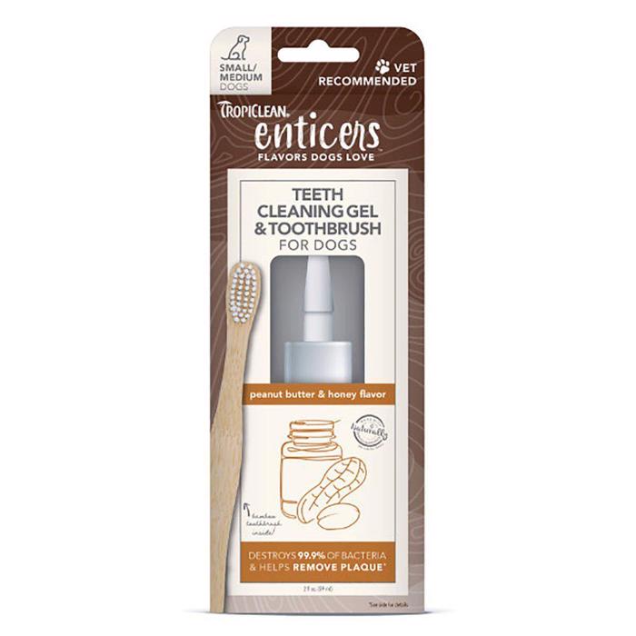 Tropiclean Enticers Bamboo Tandborste & Natural Gel PEANUT S/M