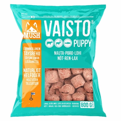 MUSH Barf Fryst Råfoder Vaisto Puppy Isblå 800g