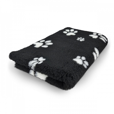 Vet Bed Extra Soft Design Svart med Vita Tassavtryck 100 x 150 cm