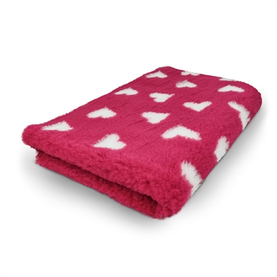 Vet Bed Extra Soft Design Pink med Vita Hjärtan 100 x 150