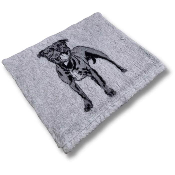 Vet Bed Extra Soft Grått Med Staffordshire Bullterrier