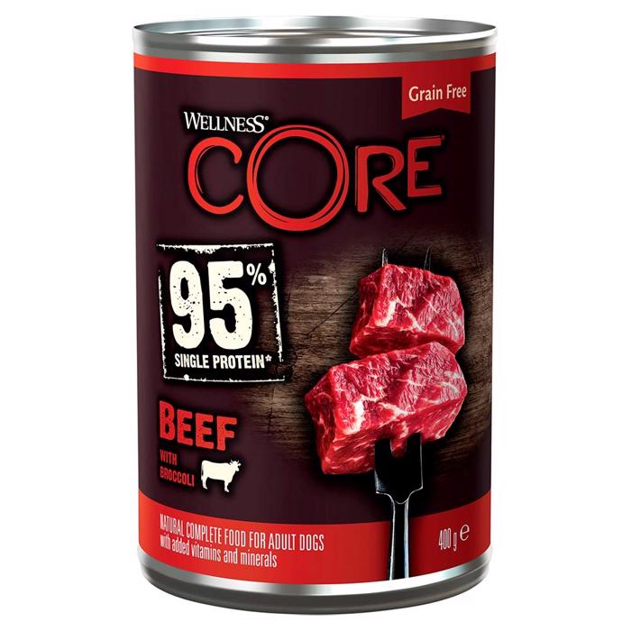 Wellness Core 95% Single protein Våtfoder Nötkött & Broccoli 400g