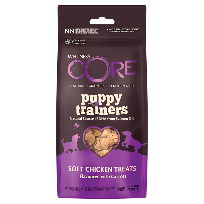 Wellness Core Puppy Trainers Godsaker med kyckling & morötter 170g