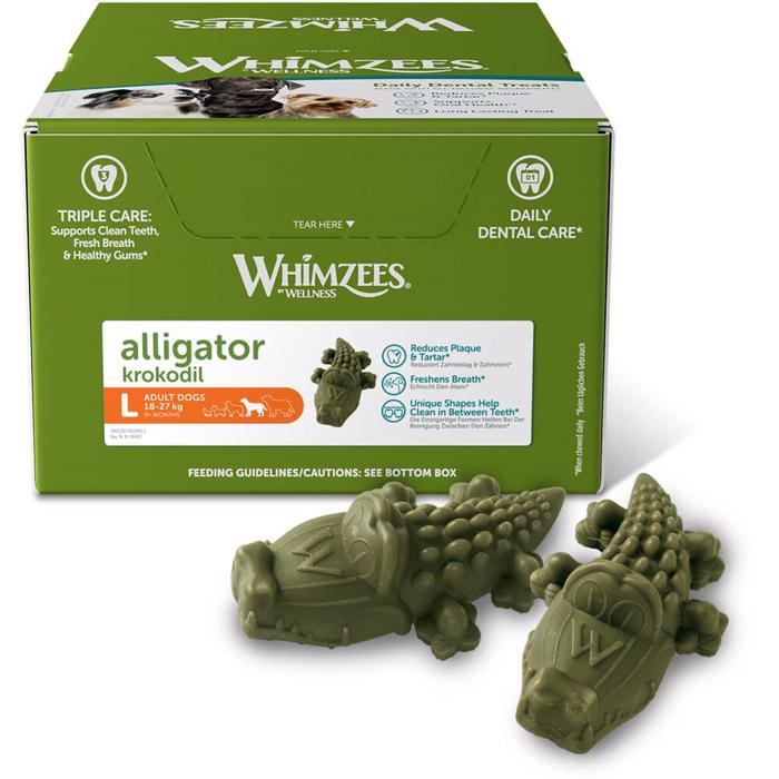 Whimzees Chewing Bones Alligator STOR Glutenfri Vegan 30st GRÖN