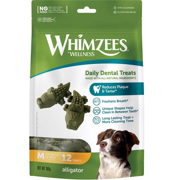 Whimzees Chewing Alligator MEDIUM Glutenfri Vegan 12st Påse GRÖN