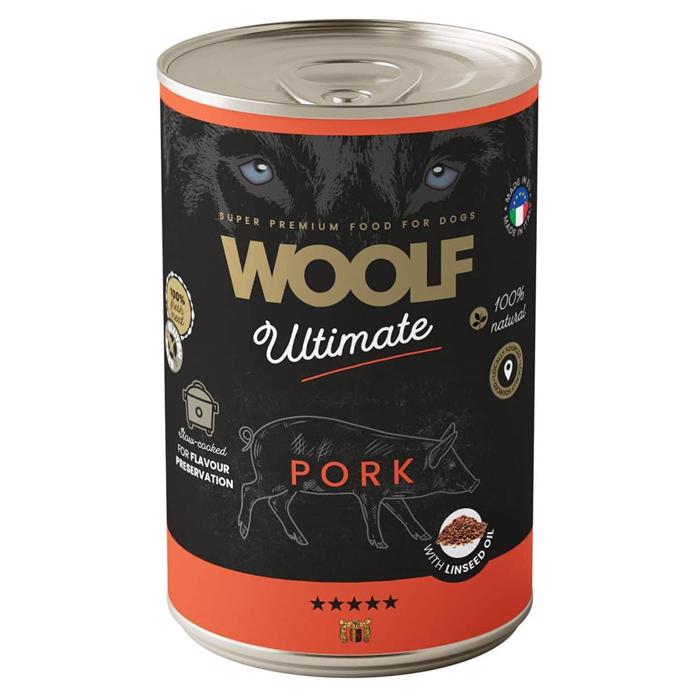 Woolf Ultimate Wet Dog Food med Fläsk & Linfröolja 400g