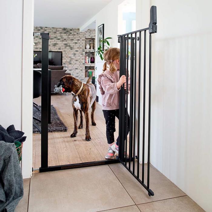 DogSpace Bonnie Extra Hög Hundgrind Tryck Monterad 105 cm SVART