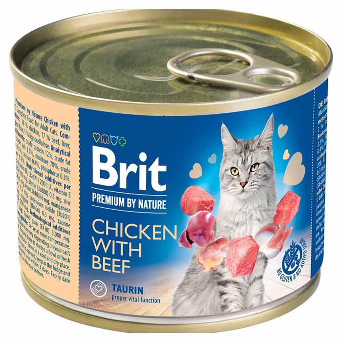 Brit Premium By Nature Kattfoder Våtfoder Kyckling & nötkött 200g