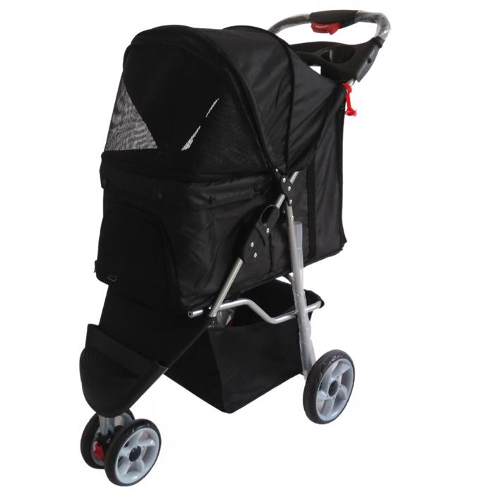 Topmast Dog Pet Stroller Hundvagn Svart med 3 hjul