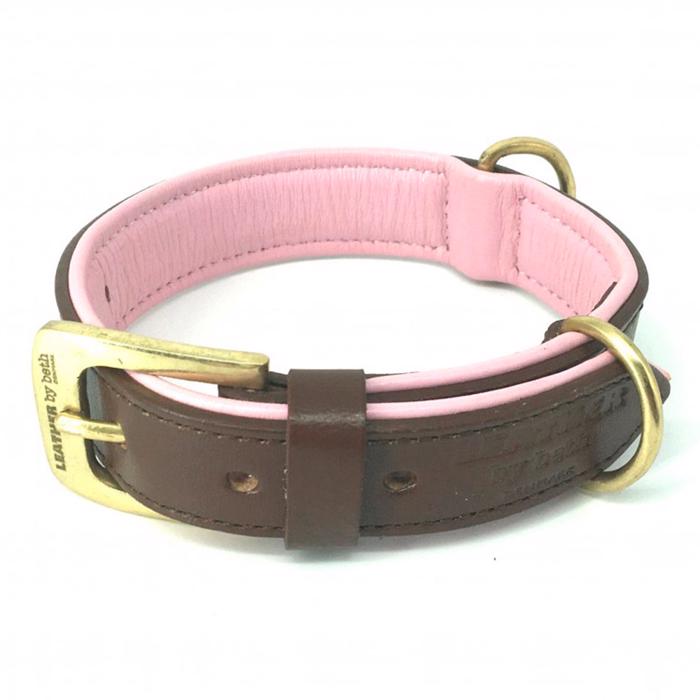 Leather by Beth Citywalk Läder Halsband Cognac & Rosa