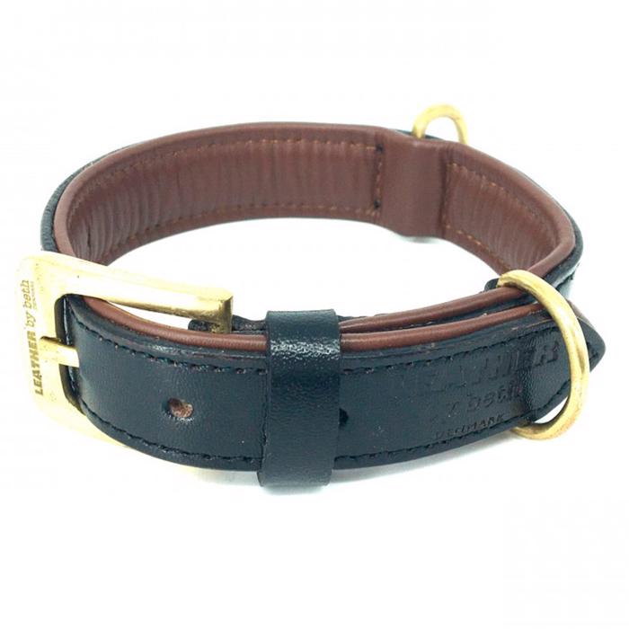 Läder från Beth Citywalk Leather Dog Collar i svart och konjak