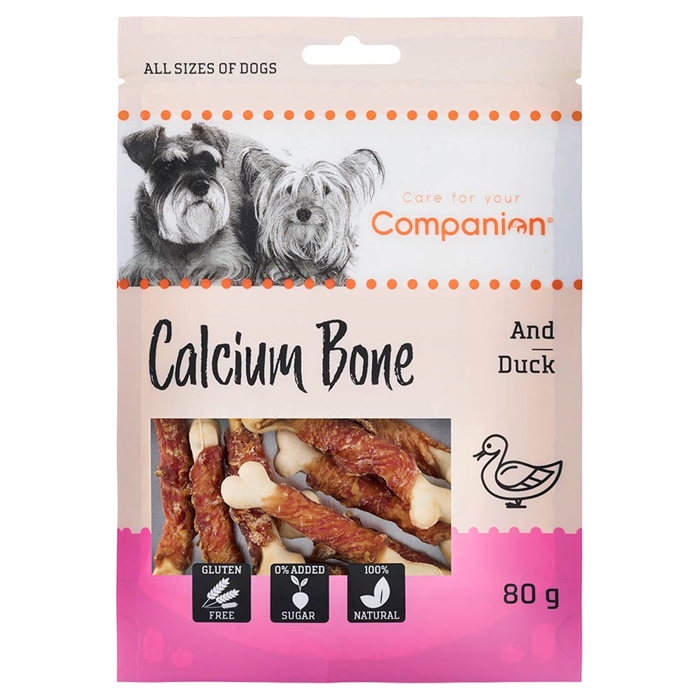 Companion Duck Calcium Bone Små Inlindade ben med Anka 80g