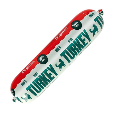 Dogman Dog Sausage Helfoder & Topping Våtfoder Turkey 800g