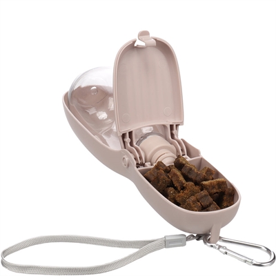 Flamingo Transportabel Foder & Vattenskål Taupe 460ml + 100ml