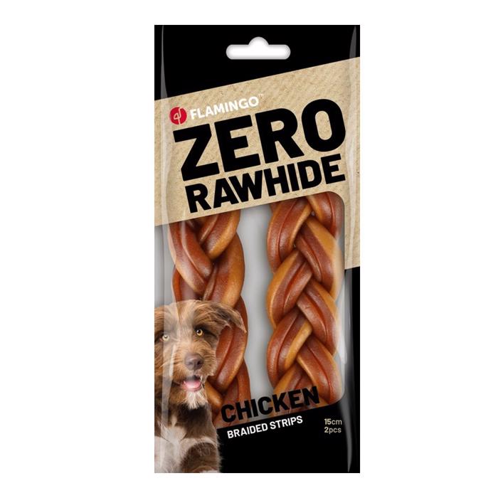 Flamingo ZeroRaw Flätad Tuggstång Med Kyckling 15cm 2st