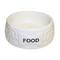 Matskål för hundar och katter i vit keramik Designfoder