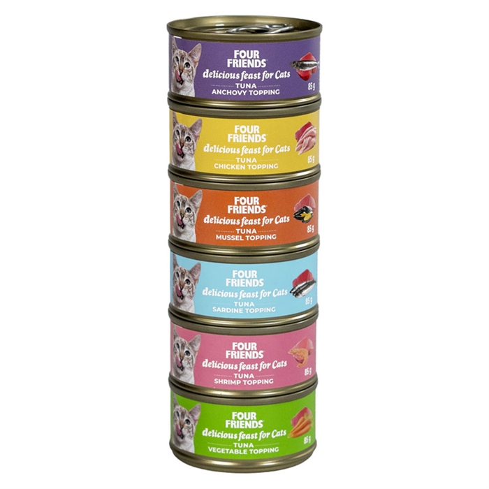 Four Friends Delicious Feast For Cats Toppings Till Katten 6-Pack 6x85g