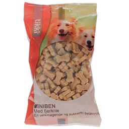 Hundgodis med fjäderfä formade som små ben