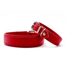 Hundhalsband i rött äkta mjukt läder