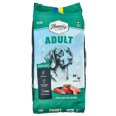 Heavenly Adult Spannmålsfri Hundfoder Pork, Beef & Salmon 12kg