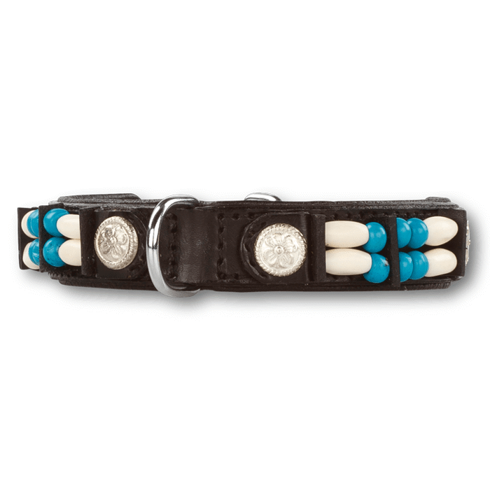 Handgjort läderdesignhalsband med indiansmycken