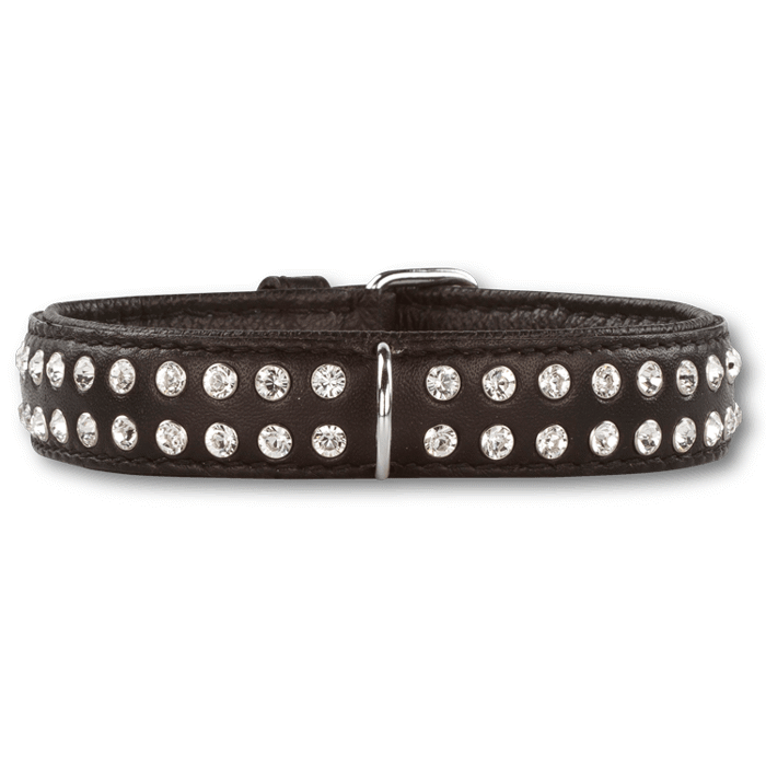 Halsband med Swarovski diamanter svart 2 rader