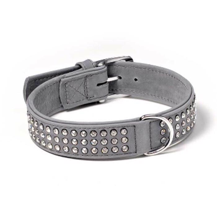 Nordic Design Läderhalsband Med Diamanter Grå